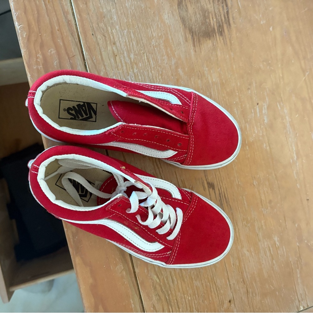 Vans Classic Red and White Canvas Shoes
